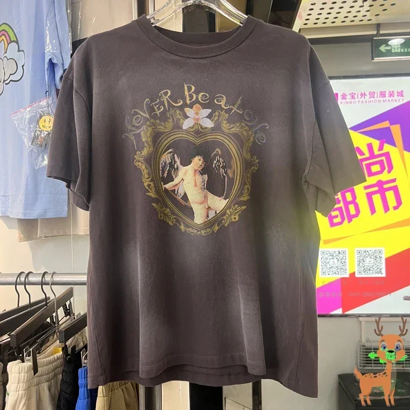 

SAINT T-shirt High Quality Vintage Wash Do Old T Shirt 1:1 Hip Hop Men Women Oversized Top Tees