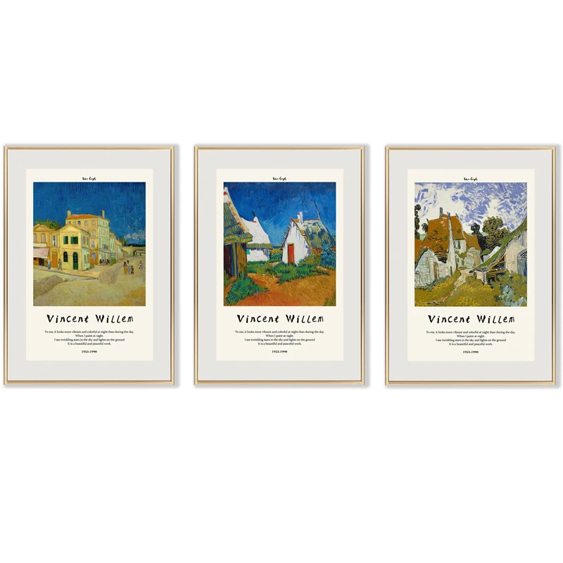 

Impressionist Village Paintings Van Gogh Art Flowers Landscape Canvas Posters Print Nordic Wall Pictures for Living Room Decor