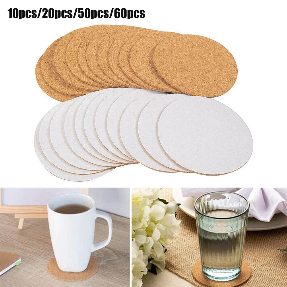 50Pcs Handy Round Shape Dia 9cm Plain Natural Cork Coasters Wine Drink Coffee Tea Cup Mats Table Pad For Home Office Kitchen New