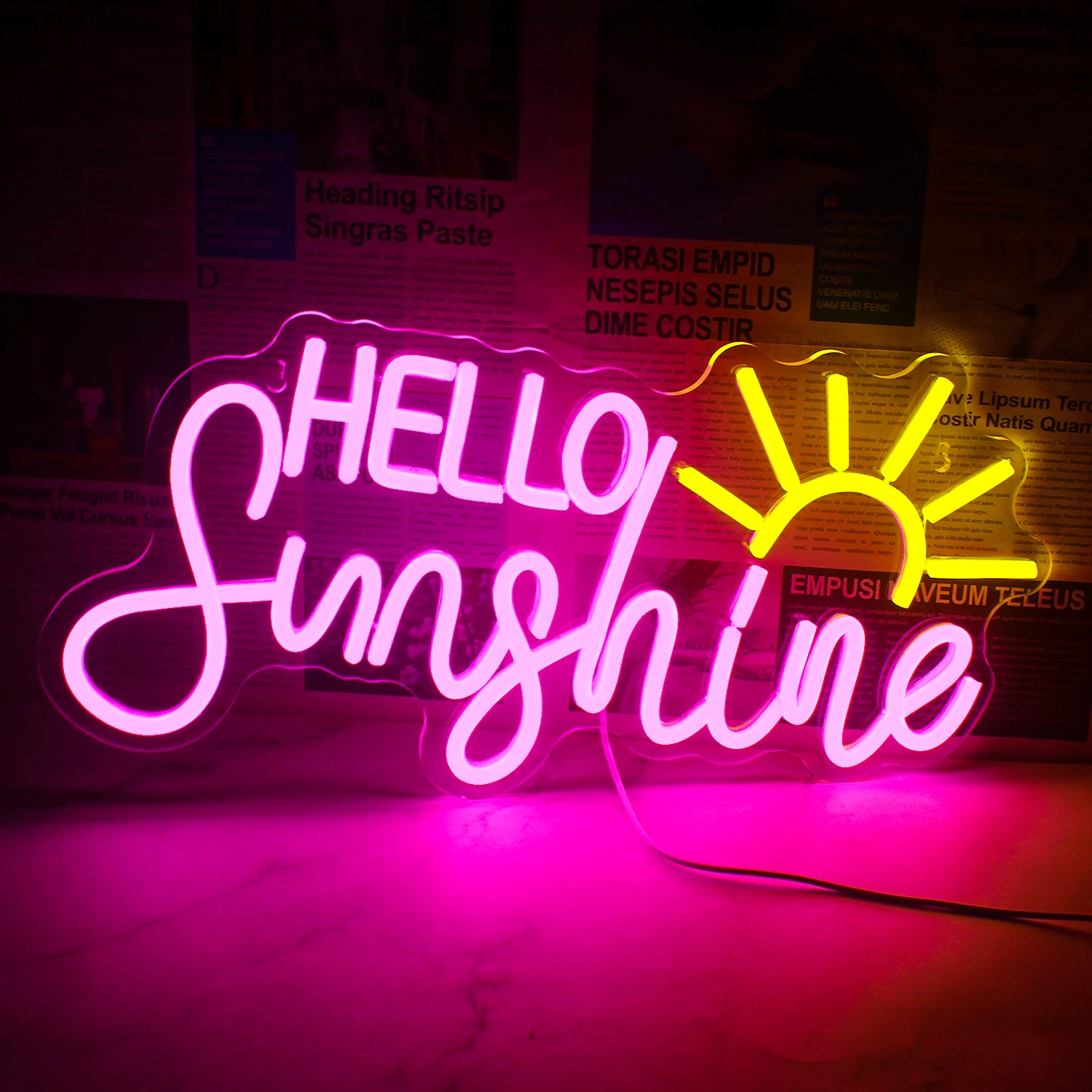 Hello Sunshine Neon Sign Wall Decor Led Light up Sign Powed by USB for Bedroom Office Home Bar Party Backdrop Neon Signs