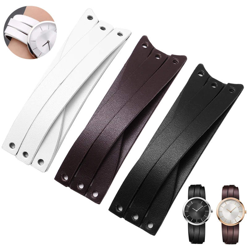 

Curved Interface Cowhide Watch Strap Substitute Ladies K2R K2R2S6/K2R2M1 Series Cross Striped Leather Watchband 20mm