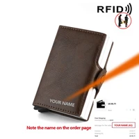 new rfid engraving wallets business credit card holder men multifunctional aluminum alloy pickup bag mini slim wallet coin purse