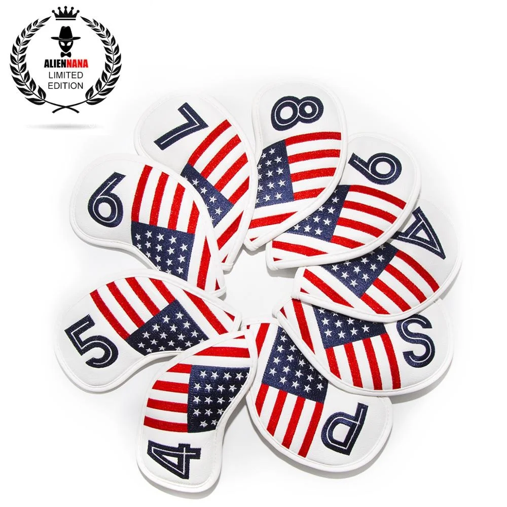 

Golf Iron Head Covers Set 10pcs/set Club Iron Headcover Aliennana Golf Iron Club Cover Gothic Usa American Flag for All Brands