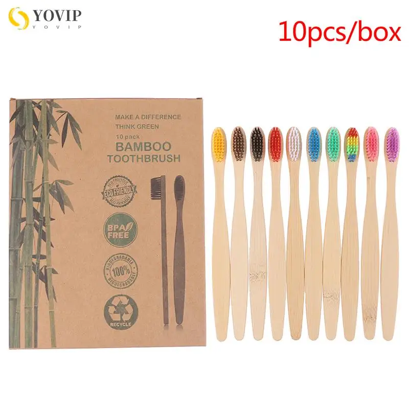 

10 шт., набор зубных щеток из натурального бамбука