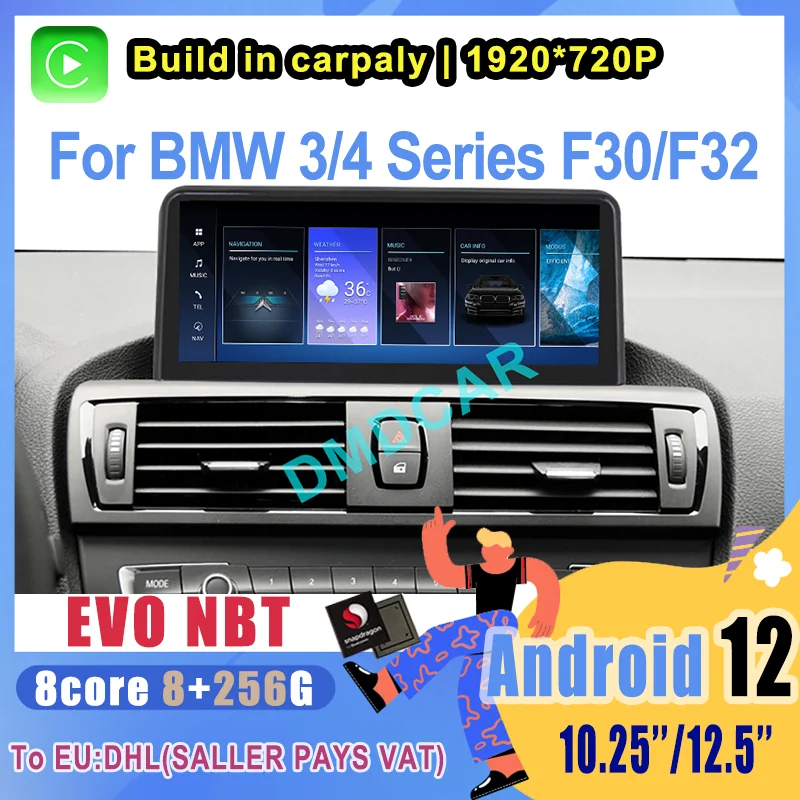 

10.25"/12.5" Android 12 Snapdragon 8+128G Car Multimedia Player GPS For BMW F30 F31 F34 F32 F33 F36 2013 -2017 with CarPlay