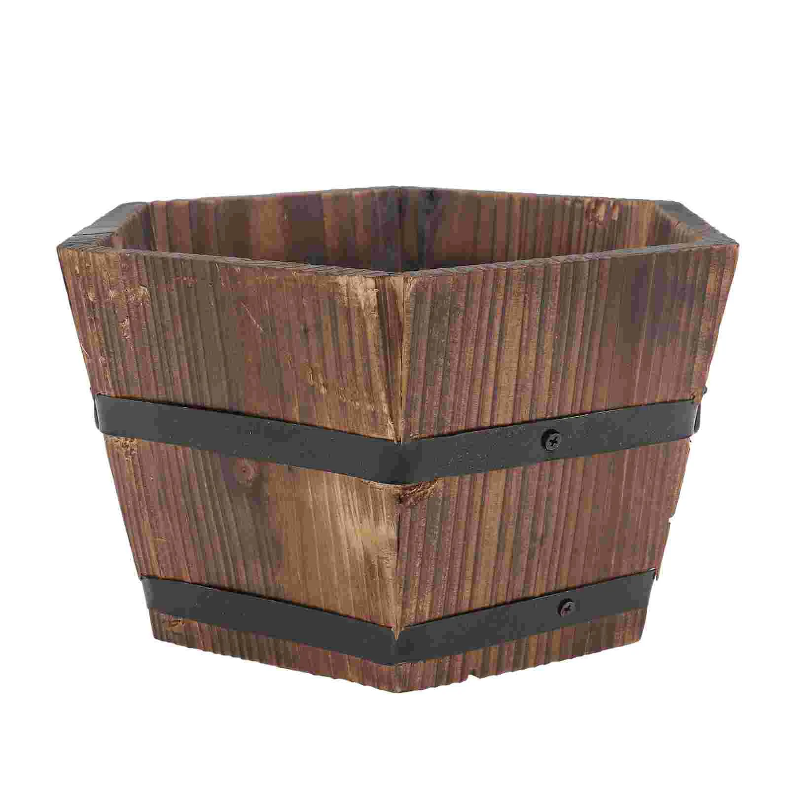 

Solid Wood Flowerpot Planters Succulent Flowerpots Planting Vegetable Barreled Multi-purpose Gardening Wooden