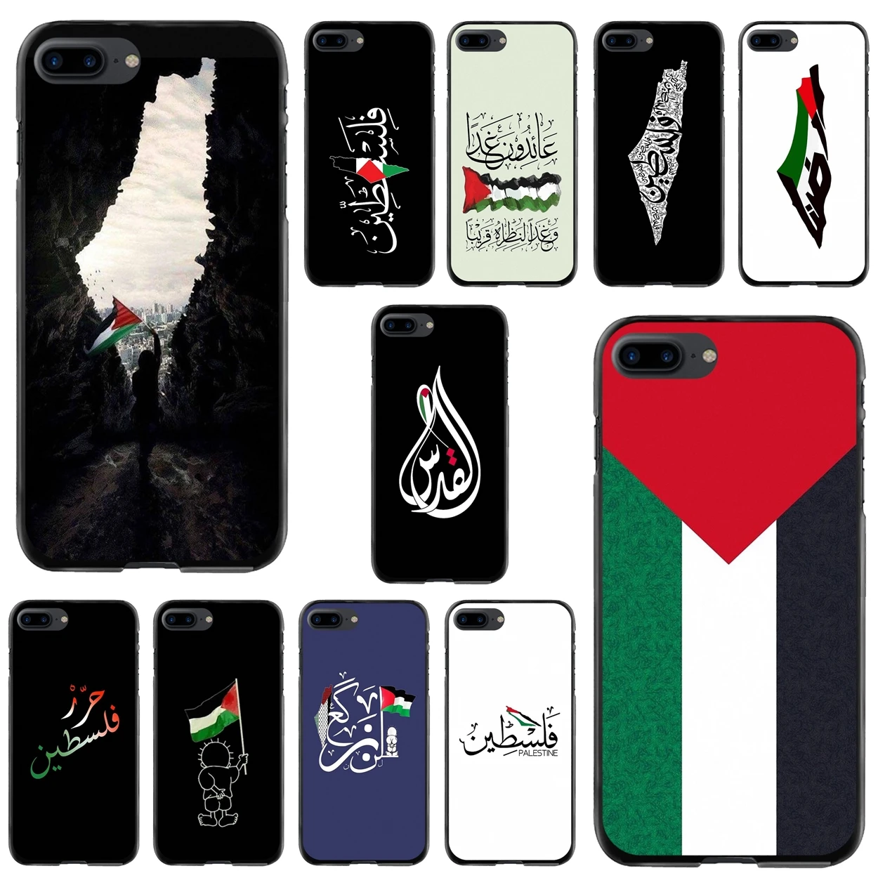 

Plastic Black Case For iPod Touch iPhone 11 12 Pro MAX 4S 5 5S SE 6 6S 7 8 Plus X XR XS Palestine Calligraphy Flag Word In Arabi