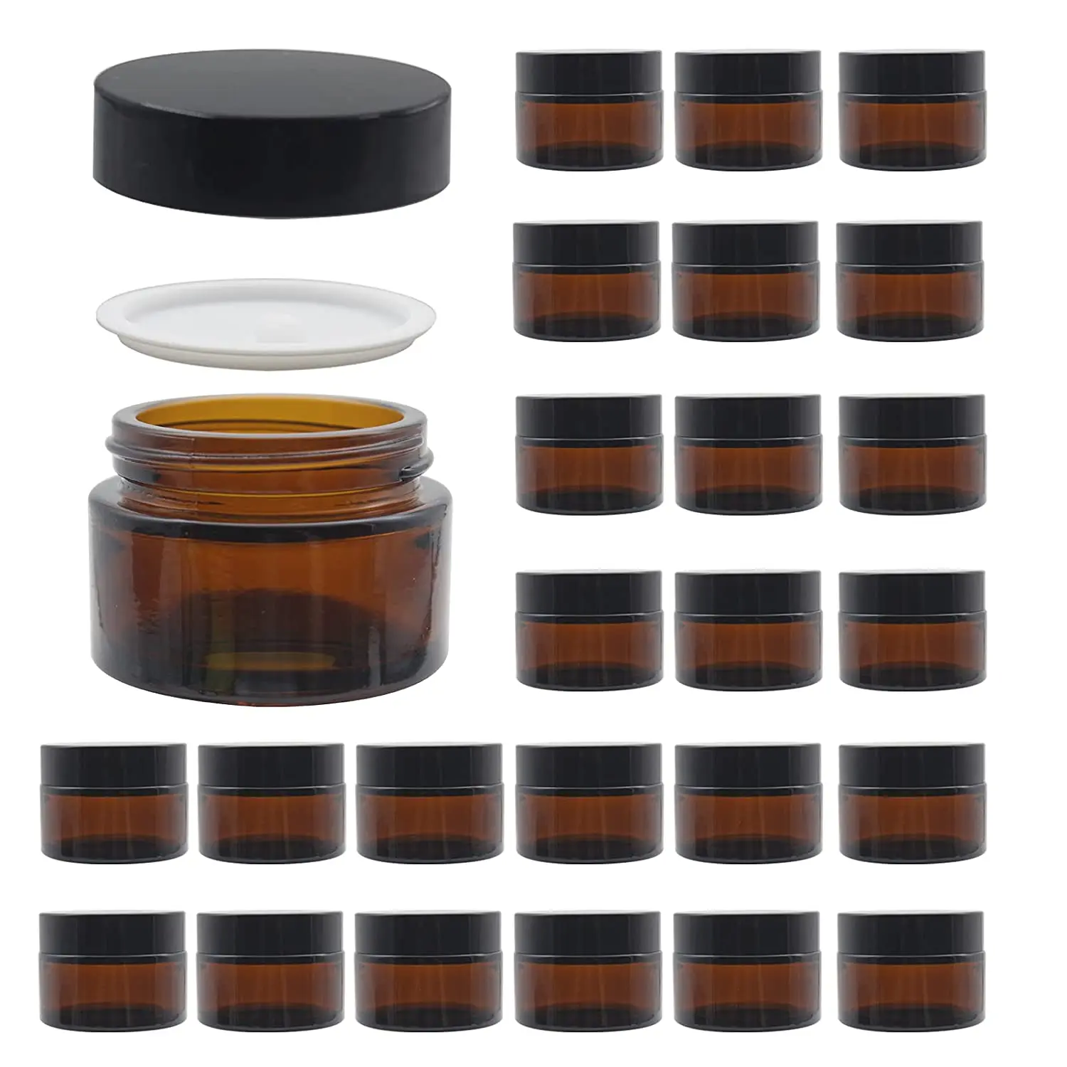 

10pcs 5g 10g 15ml 20ml 25ml 30ml 50ml 60ml 100ml Glass Amber Cosmetic Face Cream Bottle Lip Balm Container Jar Pots Makeup Vials