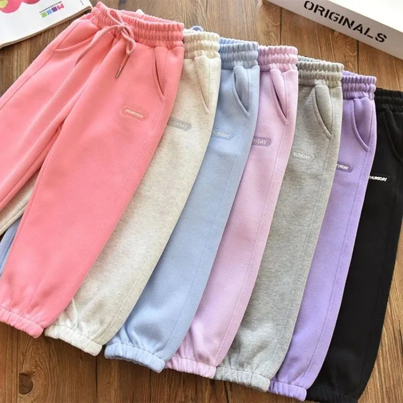 

Весенне-осенние брюки для девочек брюки в Корейском стиле для детей и подростков повседневные брюки тонкие спортивные брюки в западном стиле