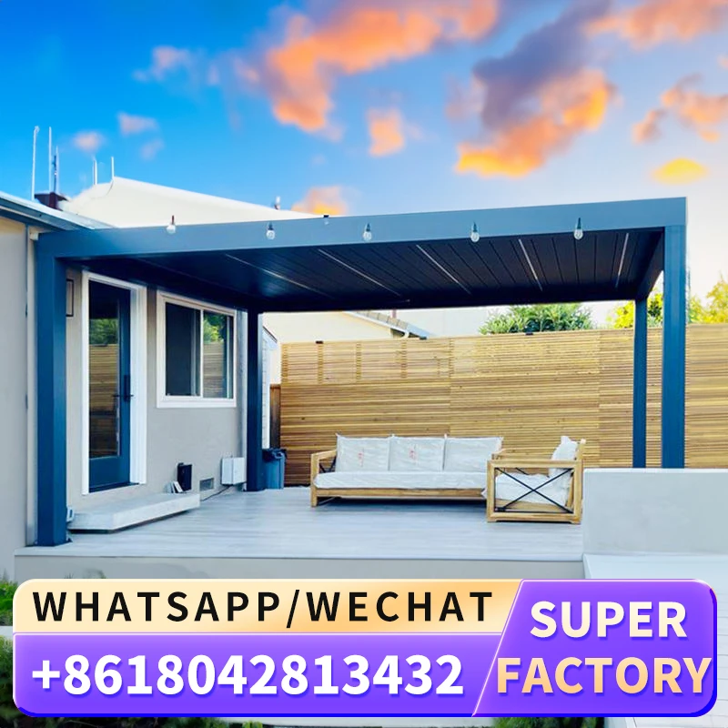 Высококачественные перголы рестораны биоклиматический боковой тент складная