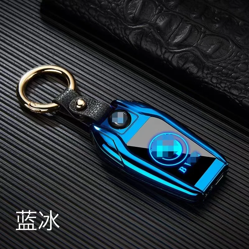 

HF20 Charging Lighter With Light Creative Car Key Chain Pendant Metal Multi-Function Cigarette Lighter