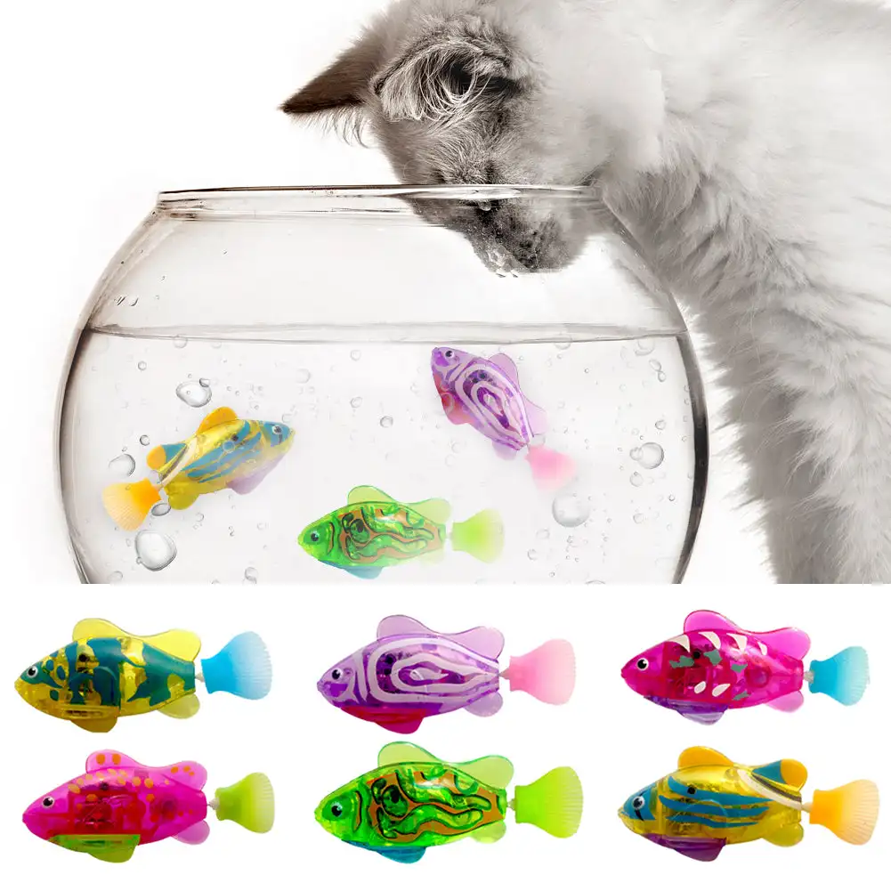 

Fun Pet Cat Toy Battery-Powered Interactive Swimming Fish Toy LED Light With Touch Sensors Pets Indoor Play Accessories