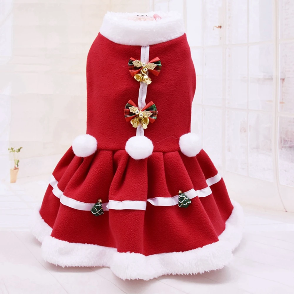 

Рождественская Одежда для собак, теплое флисовое платье для собак, рождественское платье, красная юбка, теплое платье для домашних животных, кошек, красивая юбка, костюм для щенков, кошек