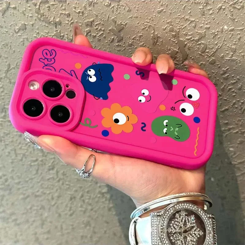 

Cartoon Emoticon monster Phone Case for iPhone 15 14 13 12 11 Pro Max Soft Tpu Back Cover for iPhone X XR XS Max 78 Plus Se 2020