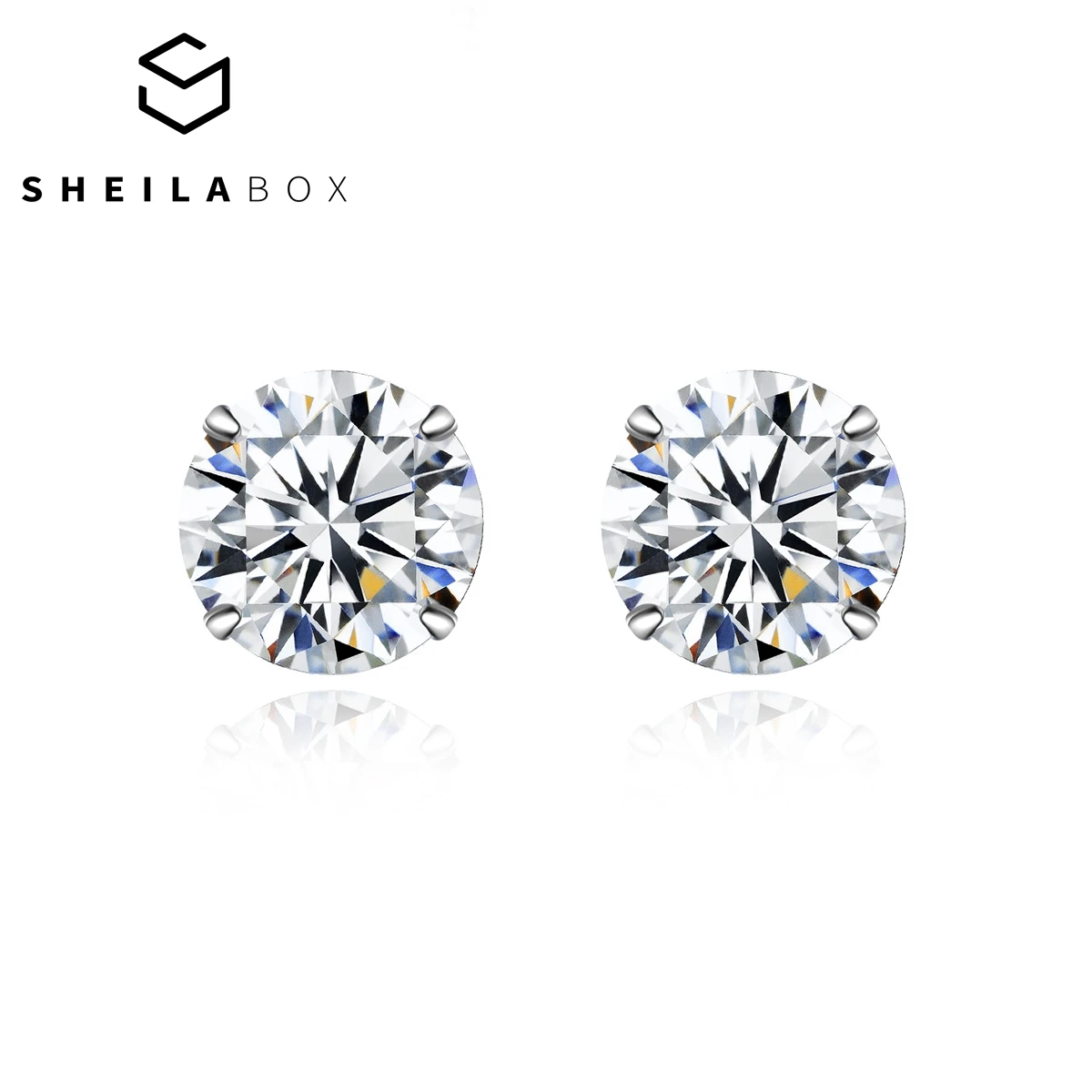 

Sheilabox Moissanite Stud Earrings 3/4/5/6.5MM D Color For Women Top Quality 925 Sterling Silver Sparkling Wedding Jewelry
