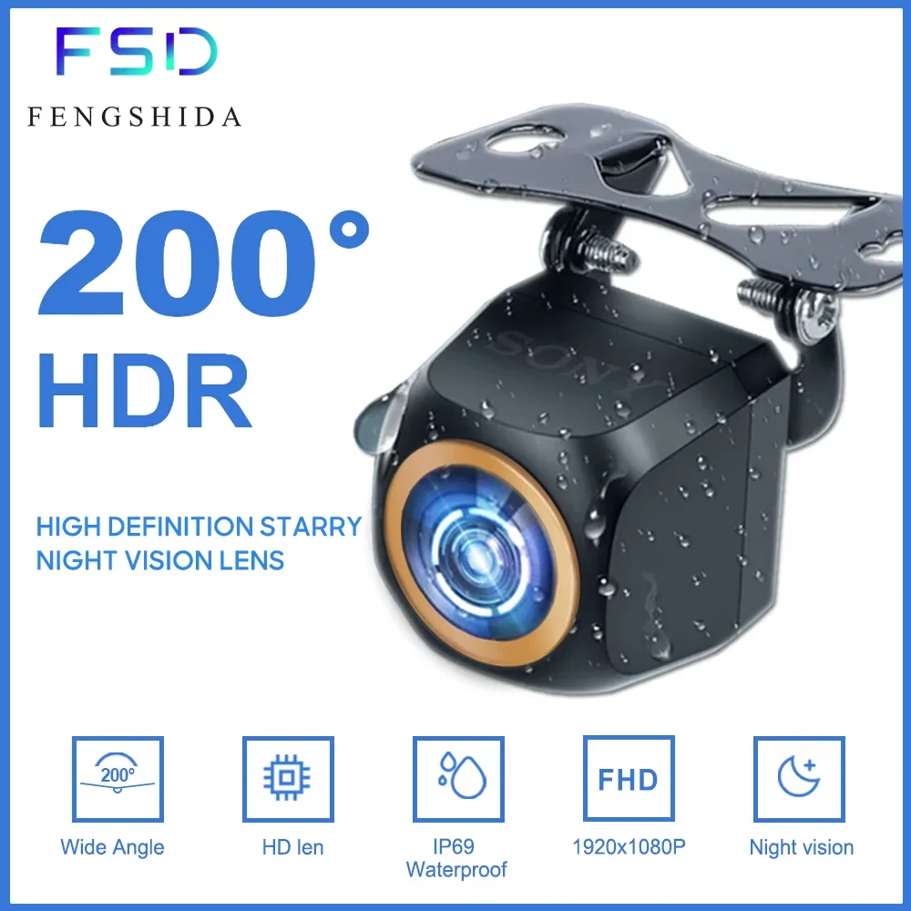

Автомобильная камера заднего вида AHD 1920x1080P 200 ° Для Fisheye Golden Lens Full HDR Night Vision Задняя передняя камера заднего вида автомобиля