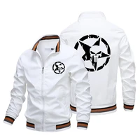 hot selling mens fashion jacket coat new windbreaker tooling outdoor clothes casual handsome street anime punisher print coat