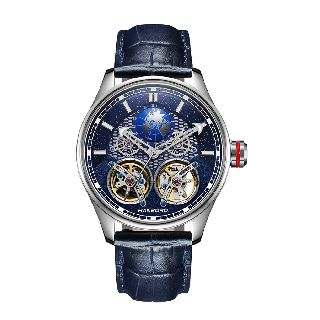 

HANBORO Men Luxury Watch Automatic Watch Waterproof Men casual business style watch Dual flying wheel business Reloj Hombre