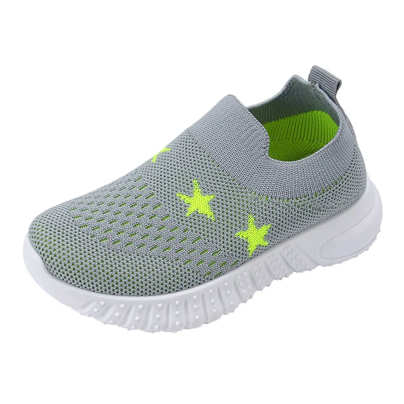 Children Star Woven Fly Shoes Kids 2022 Fashion Casual Sneakers for Boys and Girls Anti-slip Sneaker Boys Girls Sport Shoes