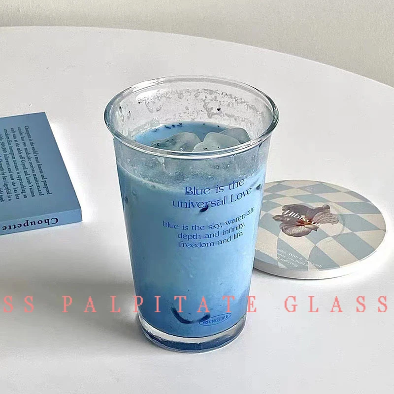 

PALPITATE Ins Letter Transparent Glass Cup Dessert Milk Coffee Juice Cup Wedding Drinking Tea Beer Whiskey Wine Cocktail Glass