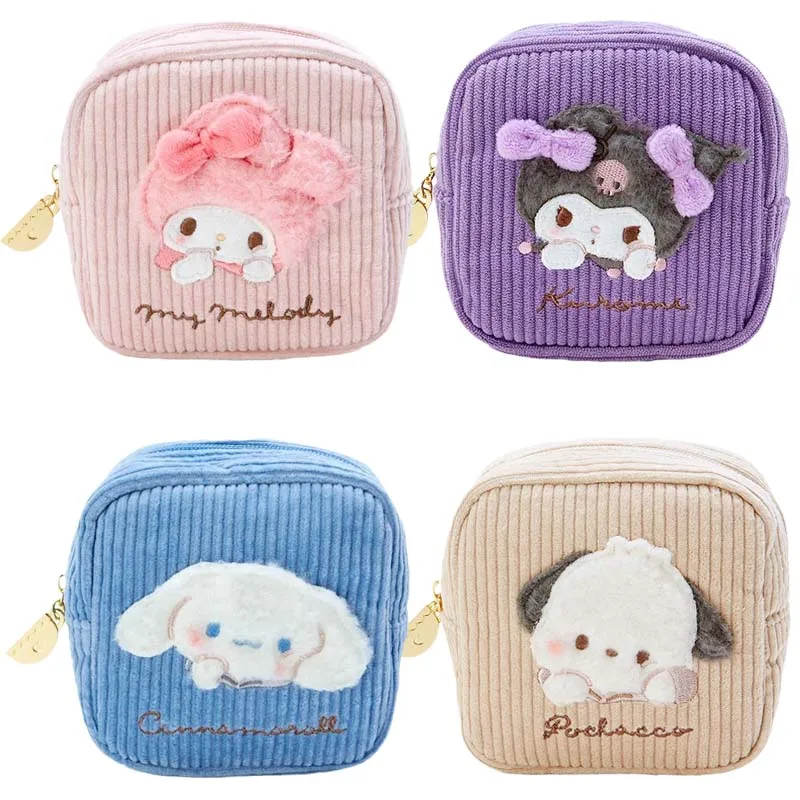 

Sanrios аниме мультфильм Cinnamoroll Kuromi моя мелодия полакко Вельветовая Вышивка кошелек для монет Портативный хранения косметичка кошелек