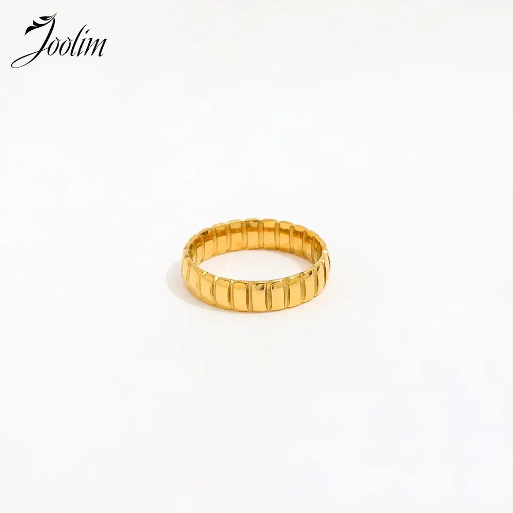 

Joolim Jewelry Wholesale High End PVD Waterproof&Tarnish Free Classic Hot Seller Bread Stainless Steel Finger Ring for Women