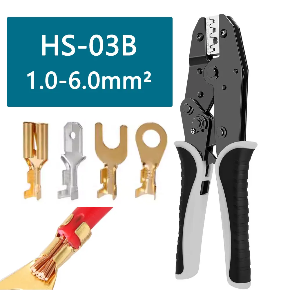 Фото HS-03B 1,5-6 мм2 HS-03BC 0,5-6 мм2 инструмент для зачистки проводов EUROP STYLE RATCHET обжимной инструмент обжимные клещи многофункциональные инструменты ручные плоскогубцы №1