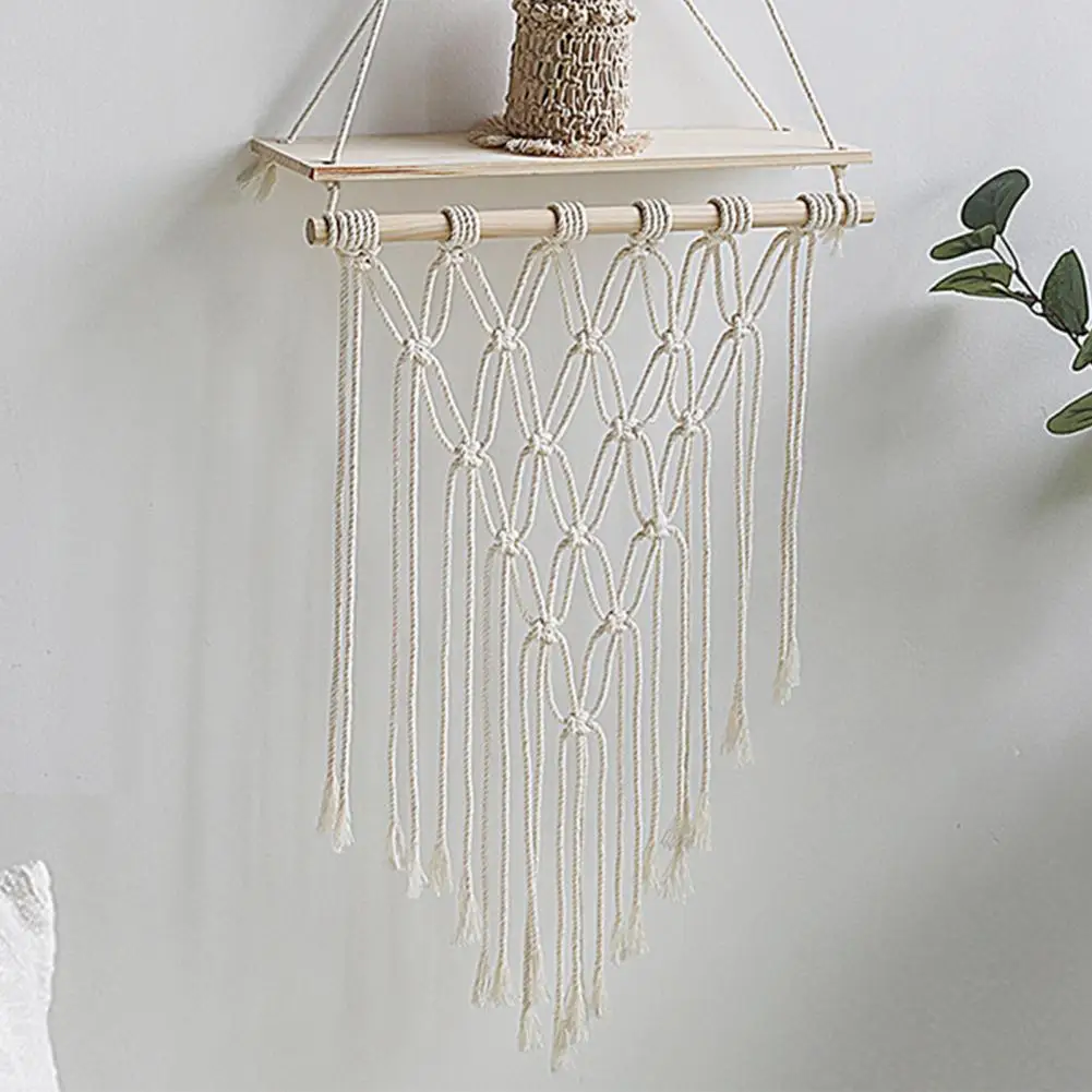 

Macrame Hanging Rack Heavy Duty 4 Styles Storage Floating Shelf Woven Tapestry Macrame Tapestry for Nursery