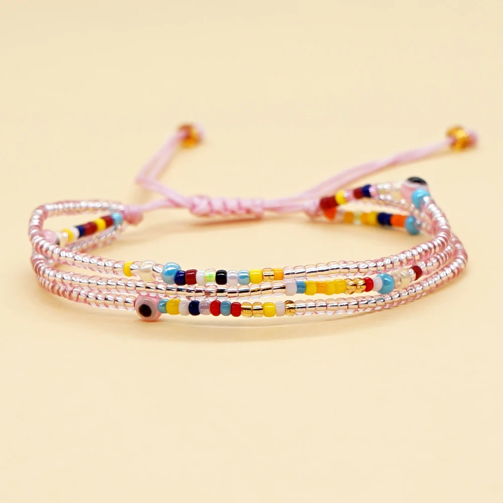 

Go2Boho Multi Layered Tiny Dainty String Beads Evil Eye Bracelets for Women Miyuki Bracelet Summer Beach Fashion Jewelry