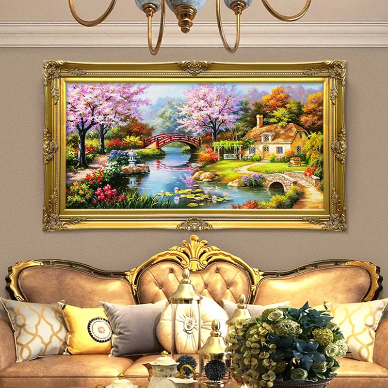 

European landscape oil painting living room decoration sofa background wall Jane O'Pastoral hanging painting