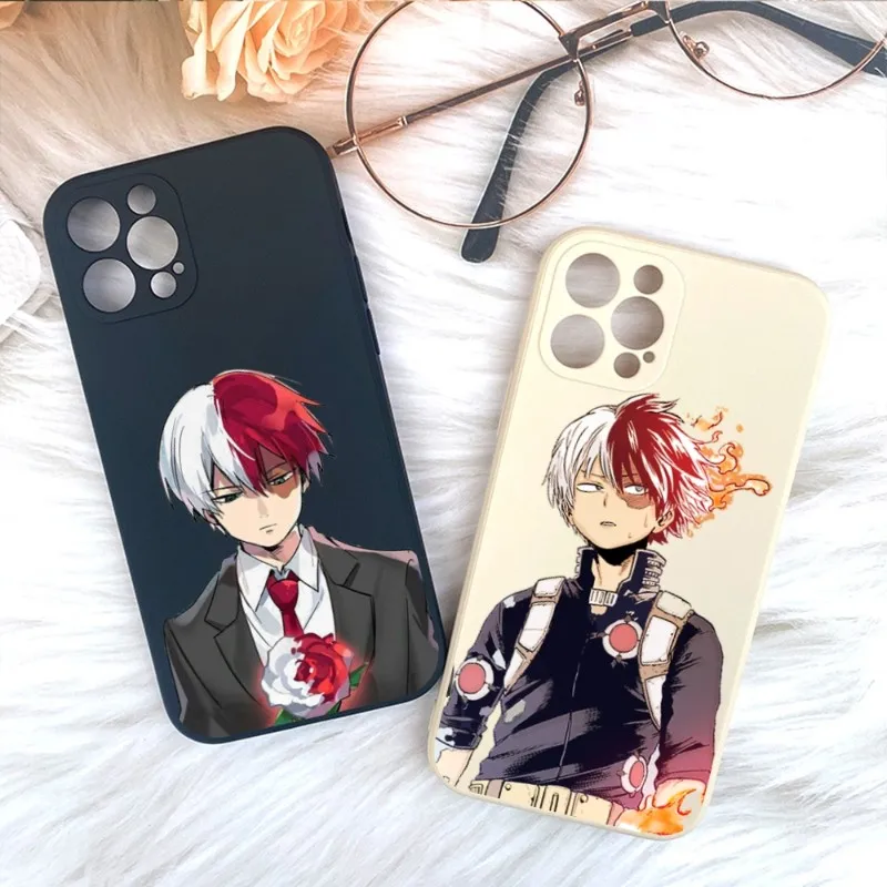 

Academia Anime Phone Case For IPhone 14 11 12 13 Pro Max X XR XS Max 6 6S 7 8 Plus SE 2022 Liquid Square Color Phone Cover