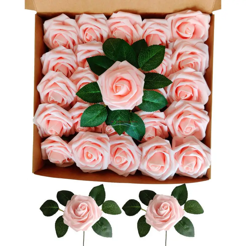 

25PCS Box High Quality Roses Foam Simulation Flower Artificial Plant Forever Rose Eternelle Immortal DIY Flower Material Decor