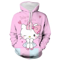 japanese cartoon hello kitty cute cartoon ladies hoodie kawaii clothing girls loose sweater spring pink long sleeve pocket