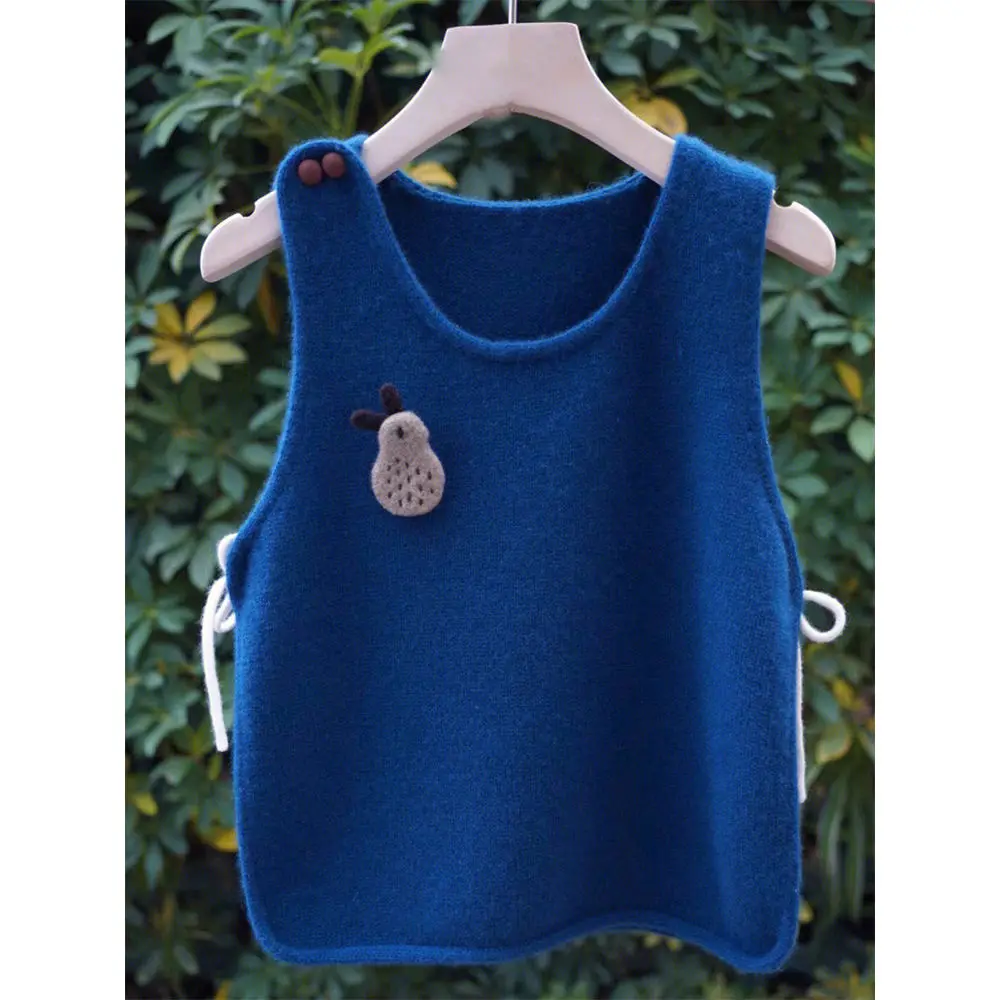 

New Sleeveless Pullover Women Vest Sweater Casual Knitted Sweater Autumn Winter Round Neck Women Vest Solid Color Tops T303