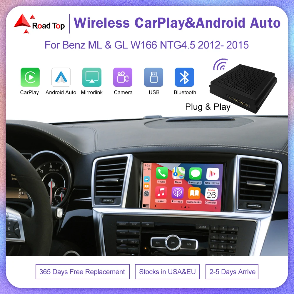 Road Top беспроводной Carplay для Mercedes Benz ML GL W166 NTG4.5 Plug And Play Android Авто Airplay Mirror Link USB видеокамеры