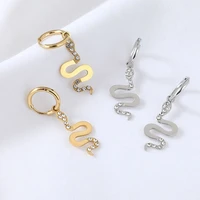 european and american new simple 304 stainless steel ins wind irregular gold snake shaped diamond earrings earrings female