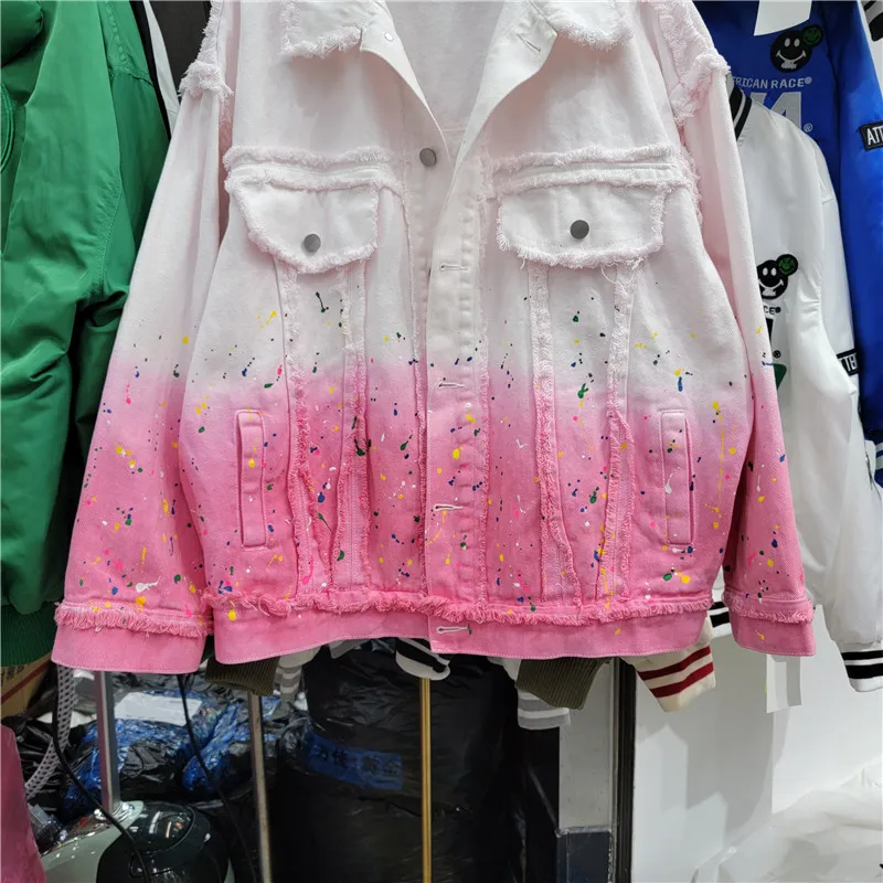 Куртка женская джинсовая в Корейском стиле свободная винтажная потертая куртка