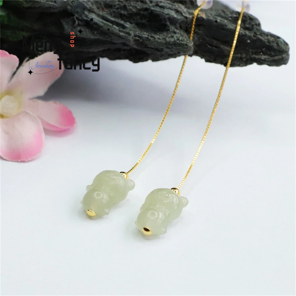 

Серьги из натурального серебра S925 пробы с инкрустированным хэтяанским нефритом тигром Shengwei Простые индивидуальные модные Универсальные изысканные ювелирные изделия