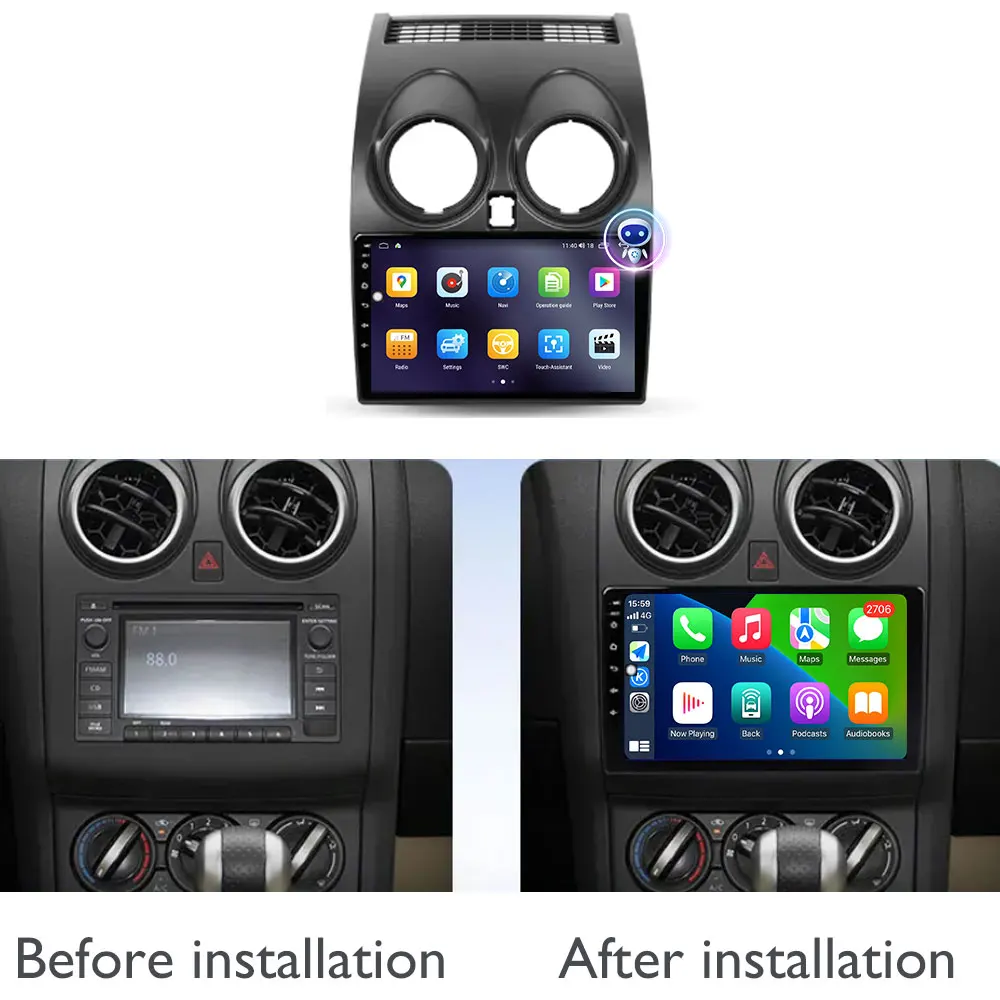 Фото Экран HD 2K для Nissan Qashqai 1 J10 2006-2013 Автомобильный радиоприемник Android 15 Навигация GPS Экран Авто Стерео Мультимедийный плеер 8 ядер №2