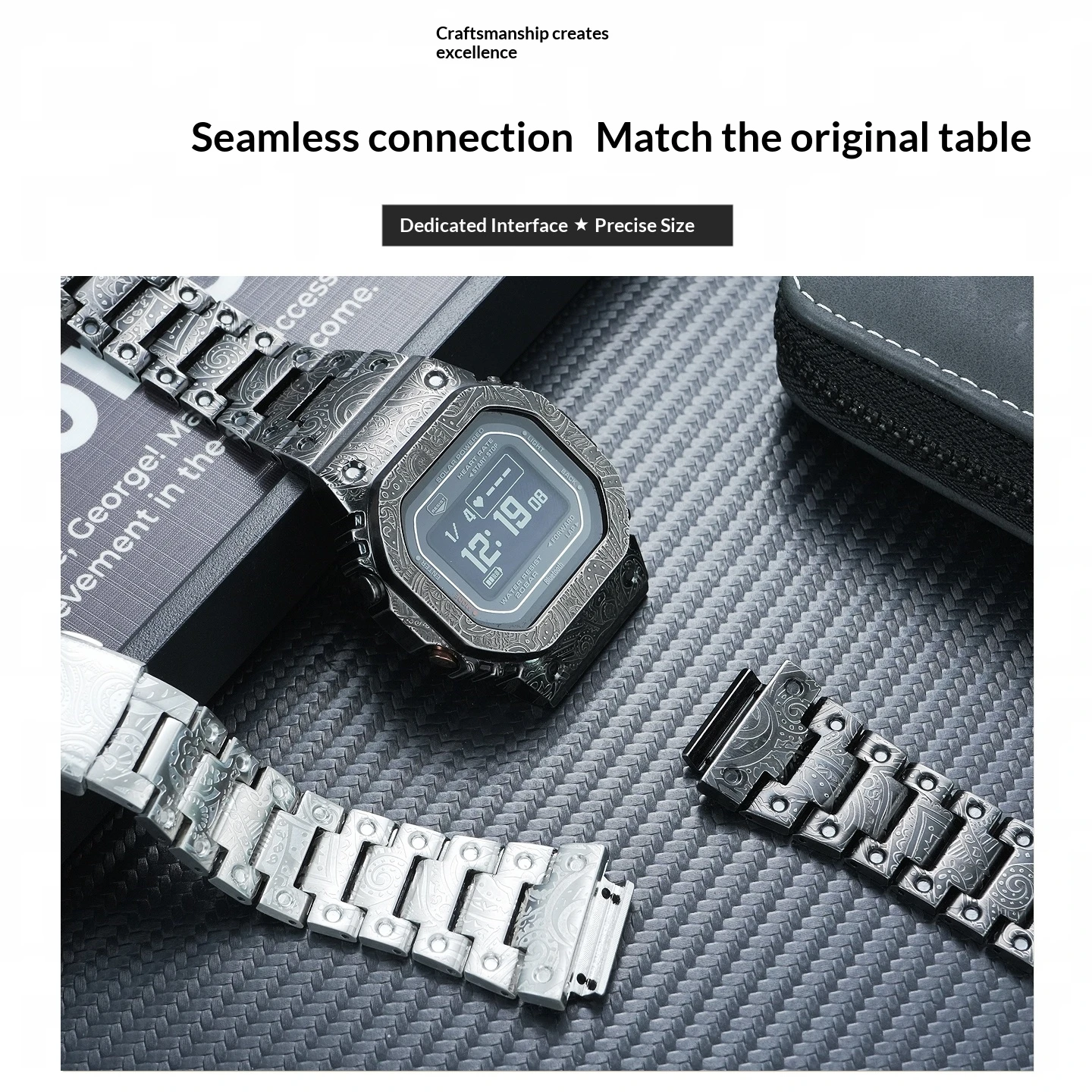 Фото Комплект металлического корпуса и ремешка DWH5600Retro с резным узором для Casio DW-H5600 3516, инструменты для замены безеля, запасные части и аксессуары для часов №4