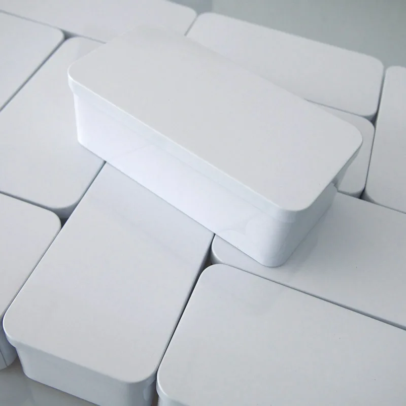 

Metal Tin Box White Solid Packing Storage Box Exquisite No Printing