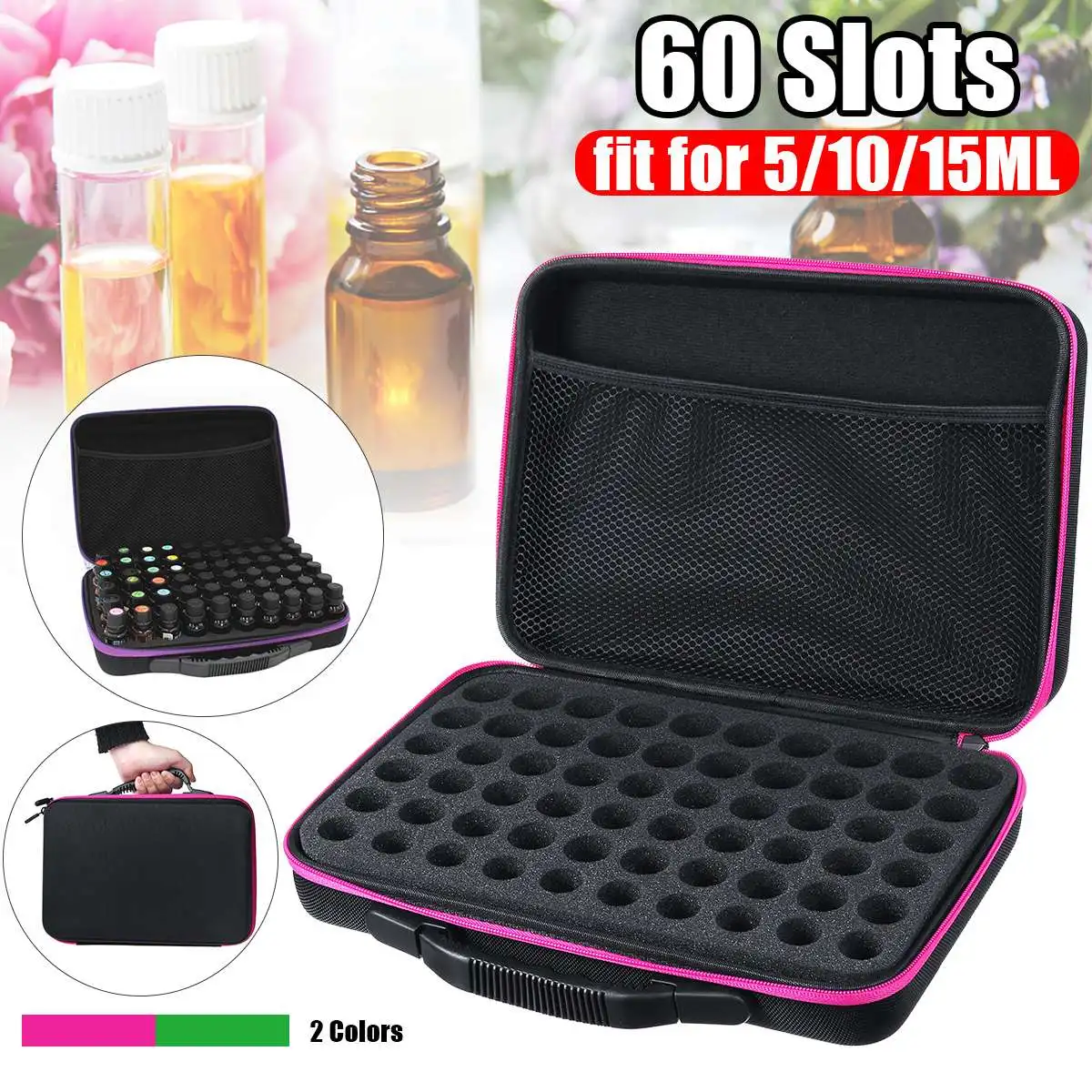 

10ml/15ml 60 Bottles Essential Oil Case Essential Oil Collecting Bags Travel Portable Carrying Cases Nail Polish Storage Bag