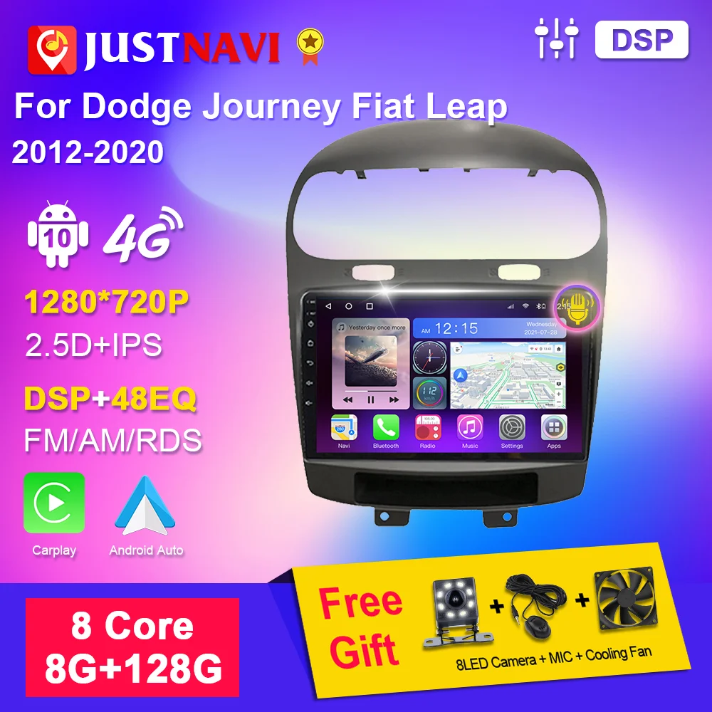 Автомагнитола 2DIN мультимедийный видеоплеер навигация GPS DSP Carplay 4G Wi-Fi для Dodge Journey