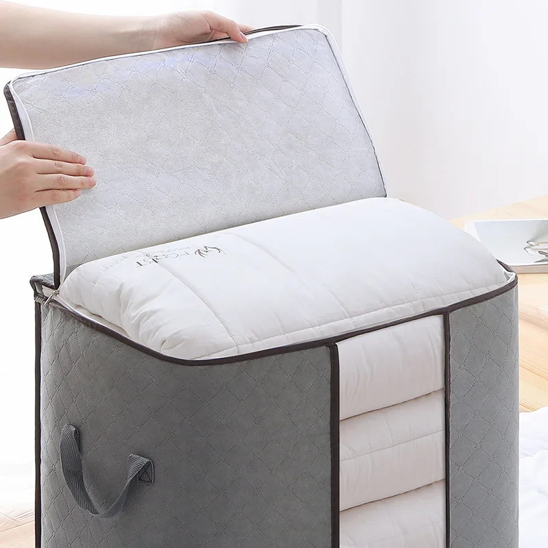 

Large Capacity Thick Mobile Packaging Luggage Bag Non-woven Multifunctional Storage Bag Cesta Clothes Quilt Storage Bag SS