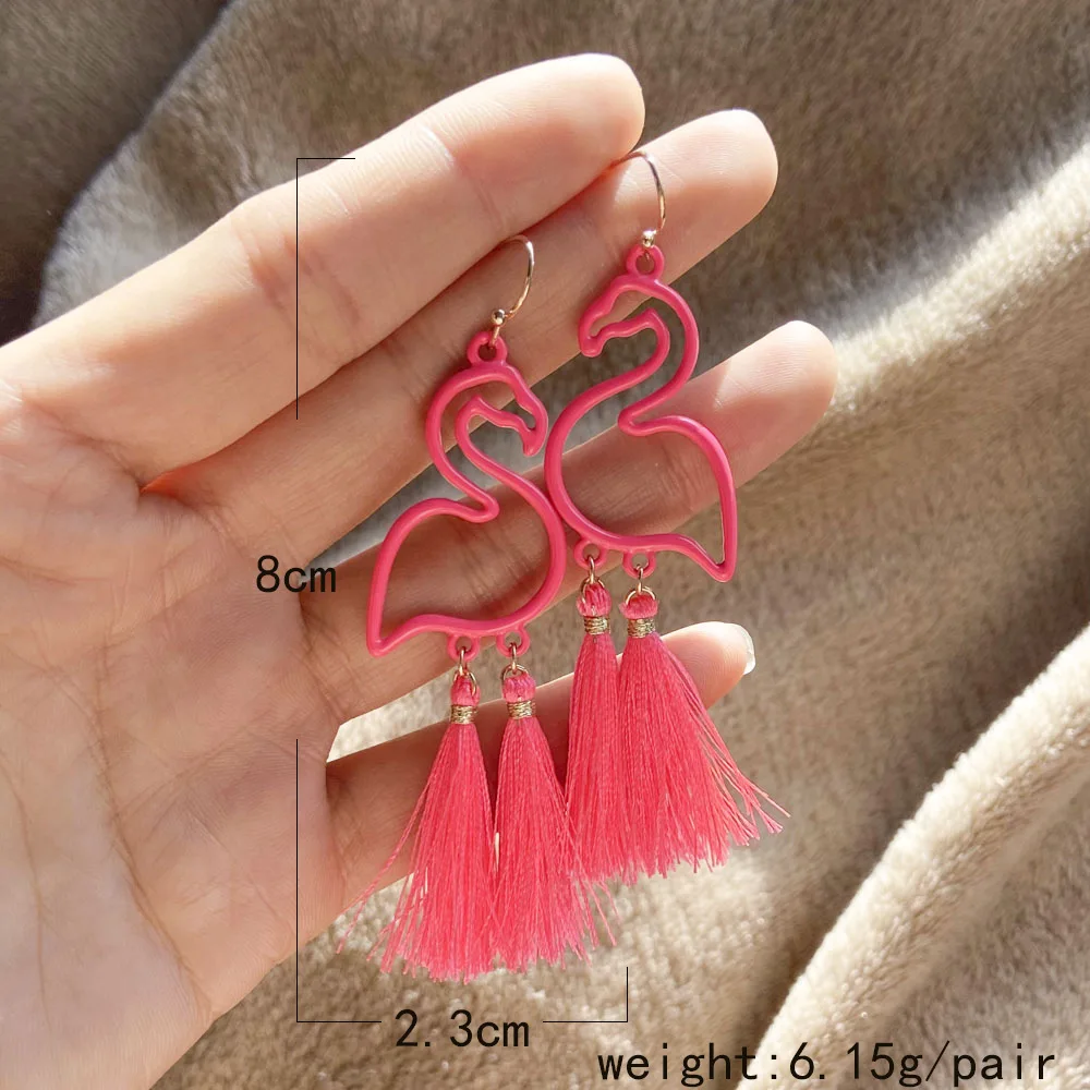 Creative Trendy Pink Flamingo Pendant Earrings for Women Simple and Versatile Women's Street Style Earrings 2023 Fashion Jewelry