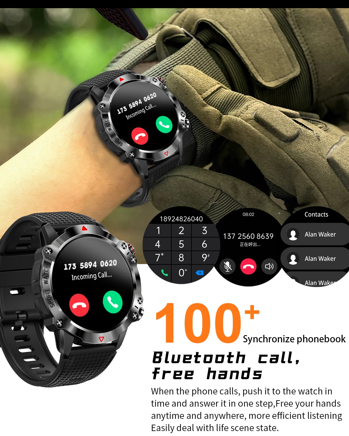 2023 NEW KR10 Outdoor Sports 450mah Battery 1.39 Inch Large Screen 107 Sports Modes Bluetooth Call Smart Watch for Men and Women