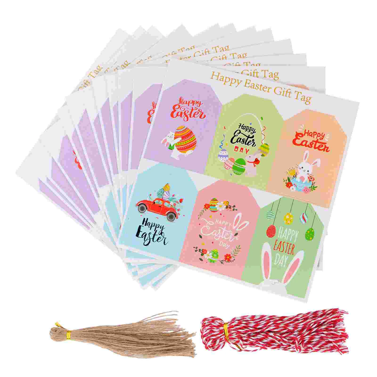 

Paper Gift Tags Bunny Rabbit Shapes Cutouts Hanging Tags with Rope Egg Wood DIY Crafts Tree Ornaments Party Gift Tags