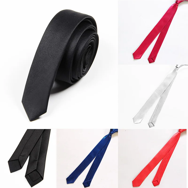 Corbata Superfina de 3cm satinada para hombre, corbatas sólidas hechas a mano de color rojo, amarillo y negro, corbata estrecha para fiesta de boda