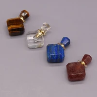 4pc clear quartz lapis lazuli natural stone prismatic perfume bottle diffuser pendant making jewelrydiy necklace accessorie gift