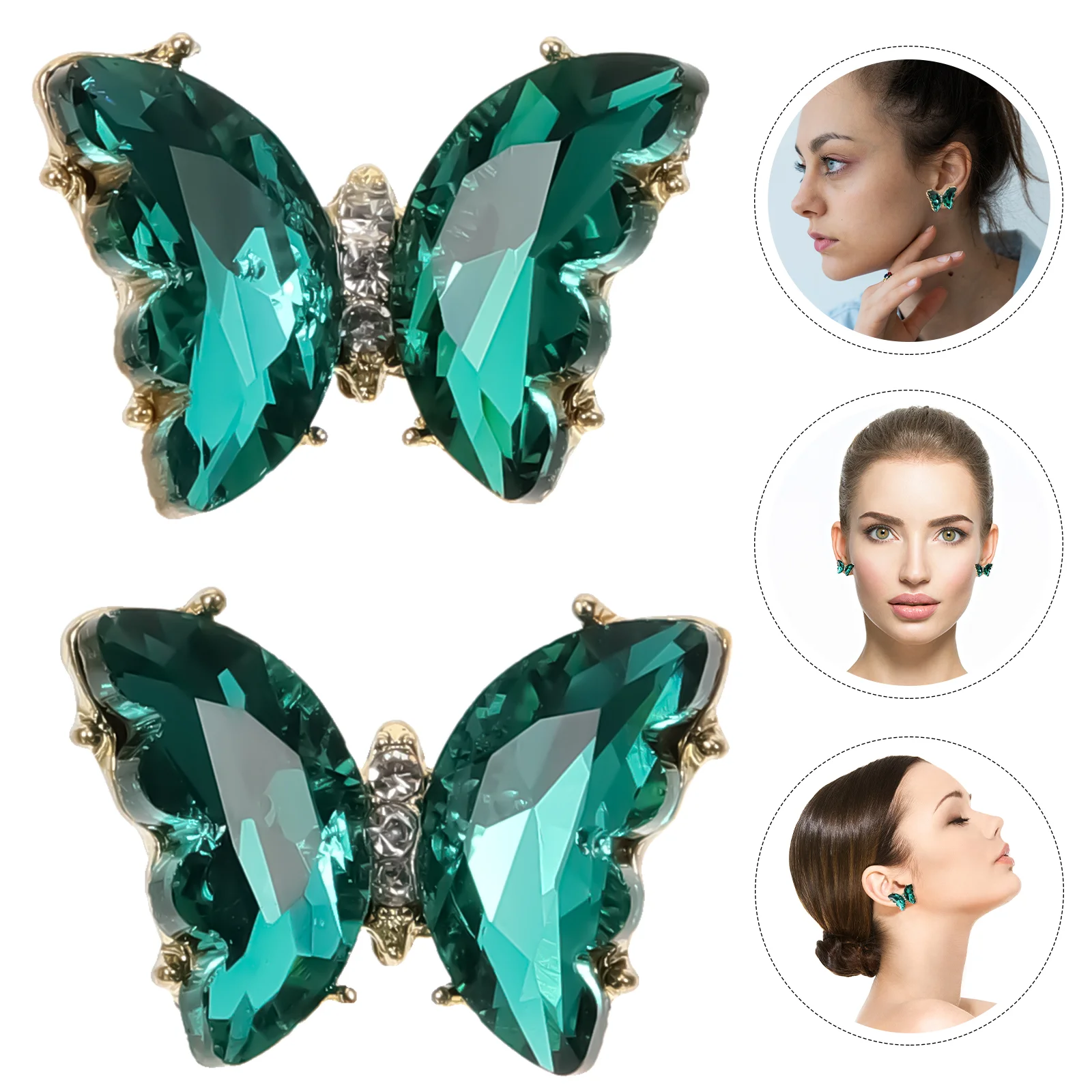 

Stud Earrings Crystal Womens Fashion Studs Green Metal Statement Aesthetic Miss